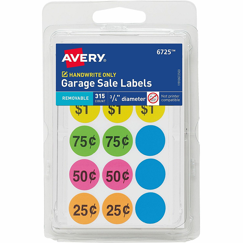Avery Garage Sale Labels on Small Sheets (06725)