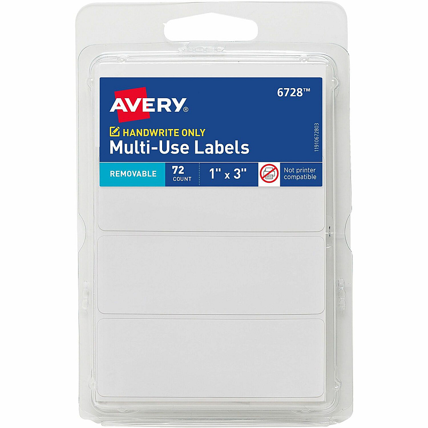 Avery Removable Multi-Use ID Labels on Small Sheets - Handwrite Only (06728)