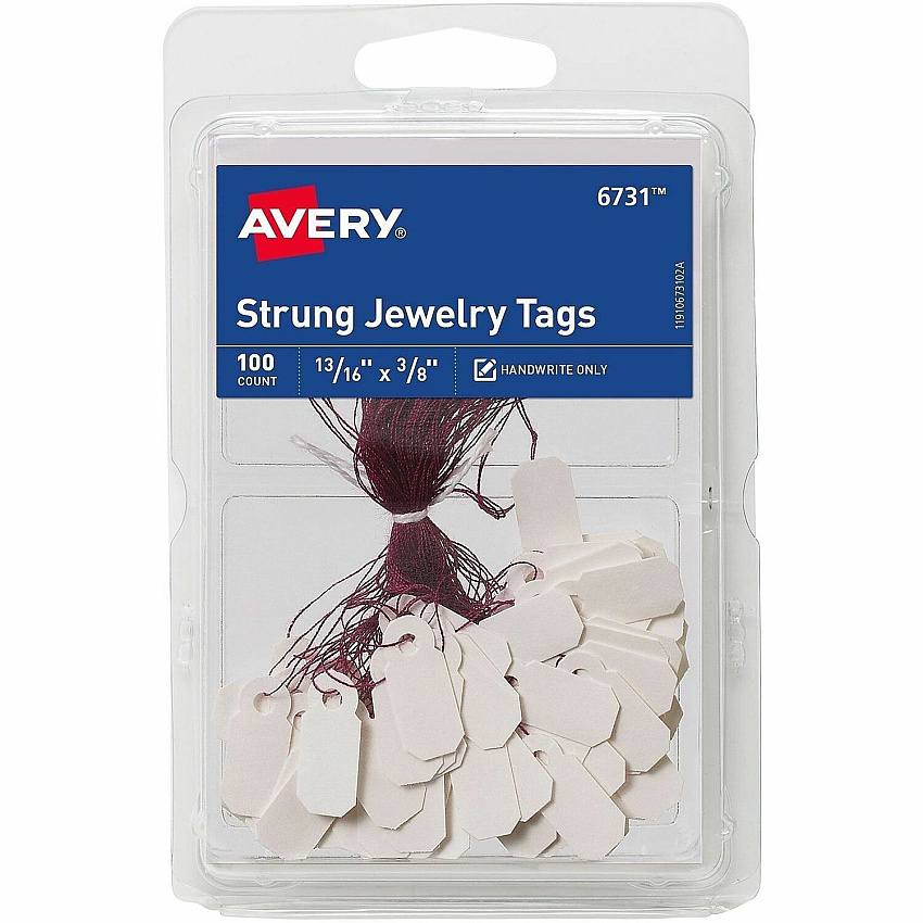 Avery Jewelry Tags, Strung, 13/16" x 3/8" , 100 Tags (6731) (06731)