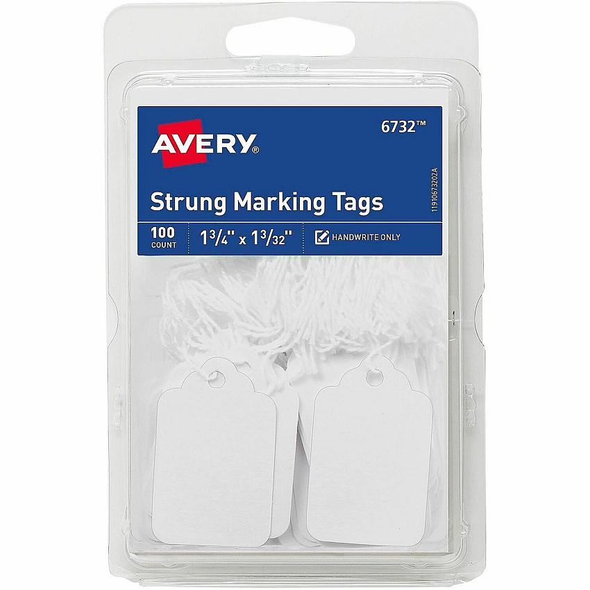Avery Marking Tags, Strung, 1-3/4" x 1-3/32" , 100 Tags (6732) (06732)