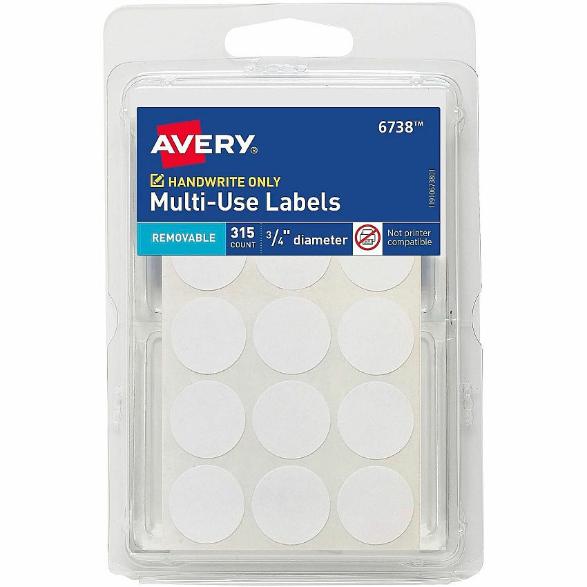 Avery Removable Multi-Use ID Labels on Small Sheets - Handwrite Only (06738)
