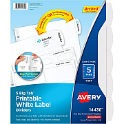 Avery Big Tab Printable White Label Dividers (14436)