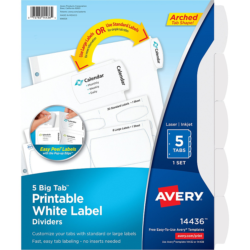 Avery Big Tab Printable White Label Dividers (14436)
