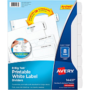 Avery Big Tab Printable White Label Dividers (14437)