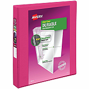 Avery Durable View 3 Ring Binder, 1" Slant Rings, 1 Pink Binder (17830)