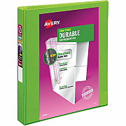 Avery Durable View 3 Ring Binder, 1 Inch Slant Rings, 1 Green Binder (17832)