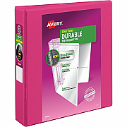 Avery Durable View 3 Ring Binder, 1.5" Slant Rings, 1 Pink Binder (17833)