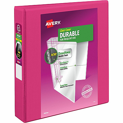 Avery Durable View 3 Ring Binder, 1.5" Slant Rings, 1 Pink Binder (17833)