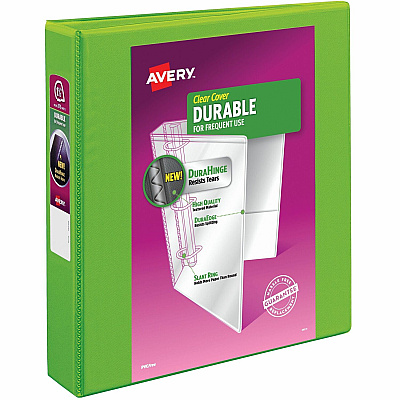 Avery Durable View 3 Ring Binder, 1.5" Slant Rings, 1 Chartreuse Binder (17835)