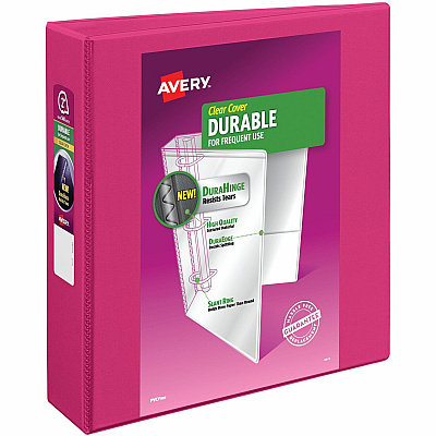 Avery Durable View 3 Ring Binder, 2" Slant Rings, 1 Pink Binder (17836)