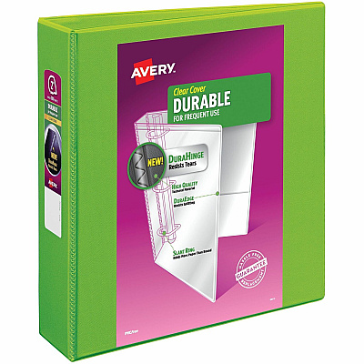 Avery Durable View 3 Ring Binder, 2" Slant Rings, 1 Chartreuse Binder (17838)