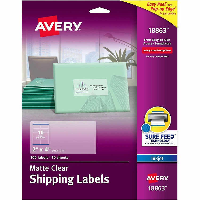 Avery Easy Peel Inkjet Printer Mailing Labels (18863)