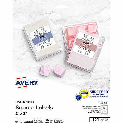 Avery Print-to-the-Edge Easy Peel Square Labels (22816)