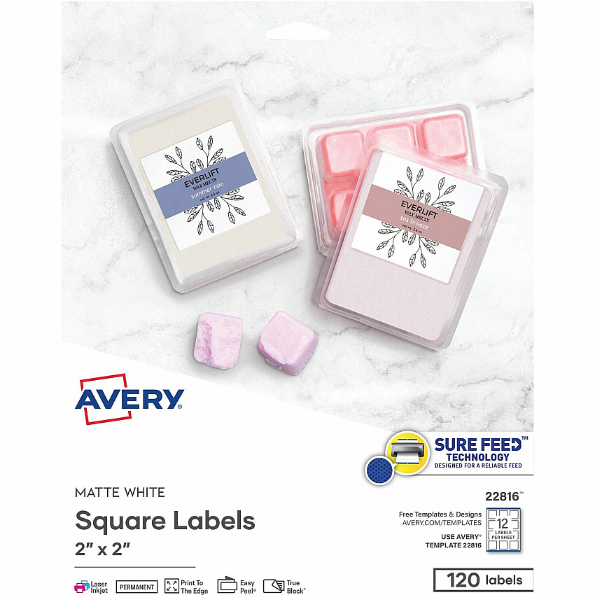 Avery Print-to-the-Edge Easy Peel Square Labels (22816)