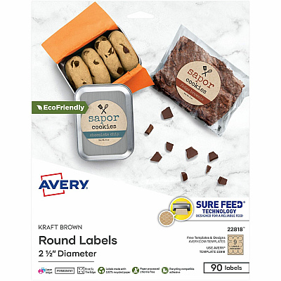 Avery Print-To-The-Edge Kraft Brown Labels (22818)