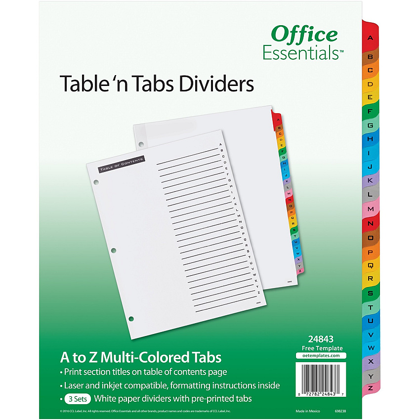 Avery Table 'n Tabs Multicolored Tab A-Z Dividers (24843)