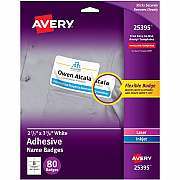 Avery Flexible Name Badges, 2-1/3" x 3-3/8" , Matte, 80ct (25395)
