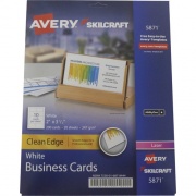 Skilcraft Clean Edge Laser, Inkjet Business Card - White (6878444)
