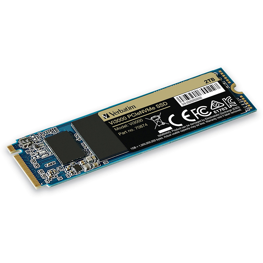 Verbatim Vi3000 2 TB Solid State Drive - M.2 2280 Internal - PCI Express NVMe (PCI Express NVMe 3.0 x4) (VER70874)