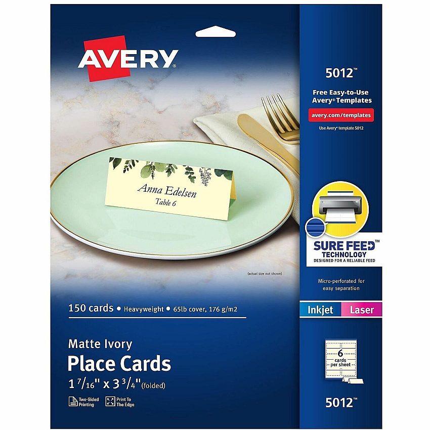 Avery Ivory Matte 2-sided Place Cards (05012)