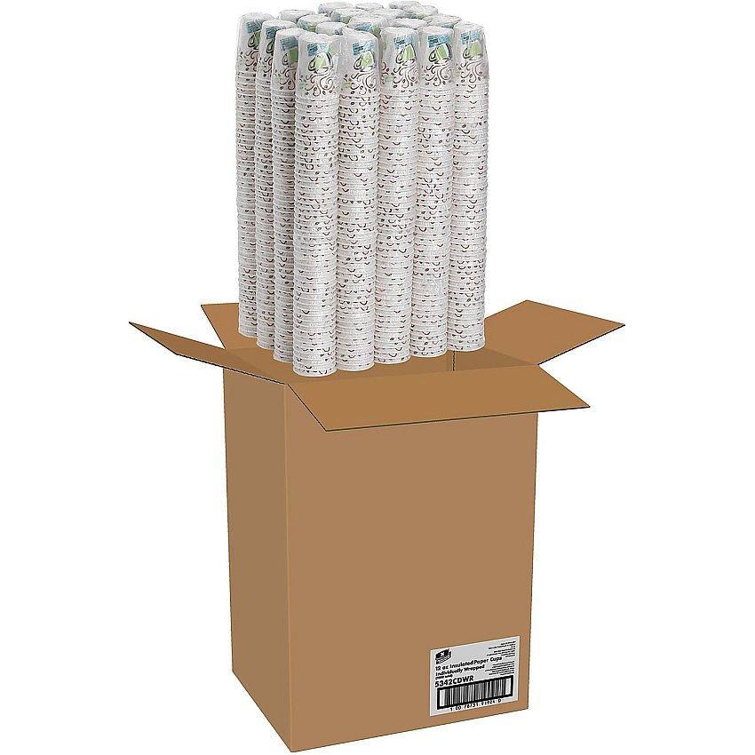 Dixie PerfecTouch 12 oz Insulated Wrapped Paper Hot Coffee Cups by GP Pro (DXE5342CDWR)