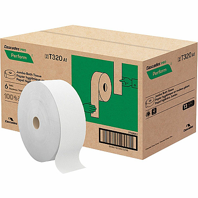 Cascades Perform Jumbo Toilet Paper, 2 Ply, White (CSDT320)