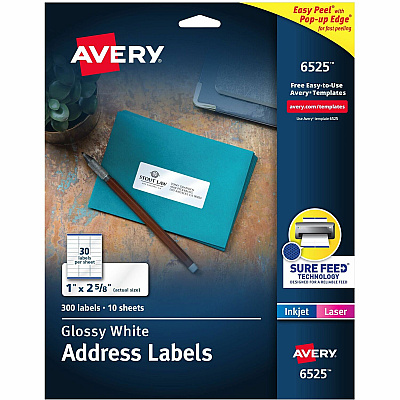 Avery Easy Peel Glossy Address Labels (06525)