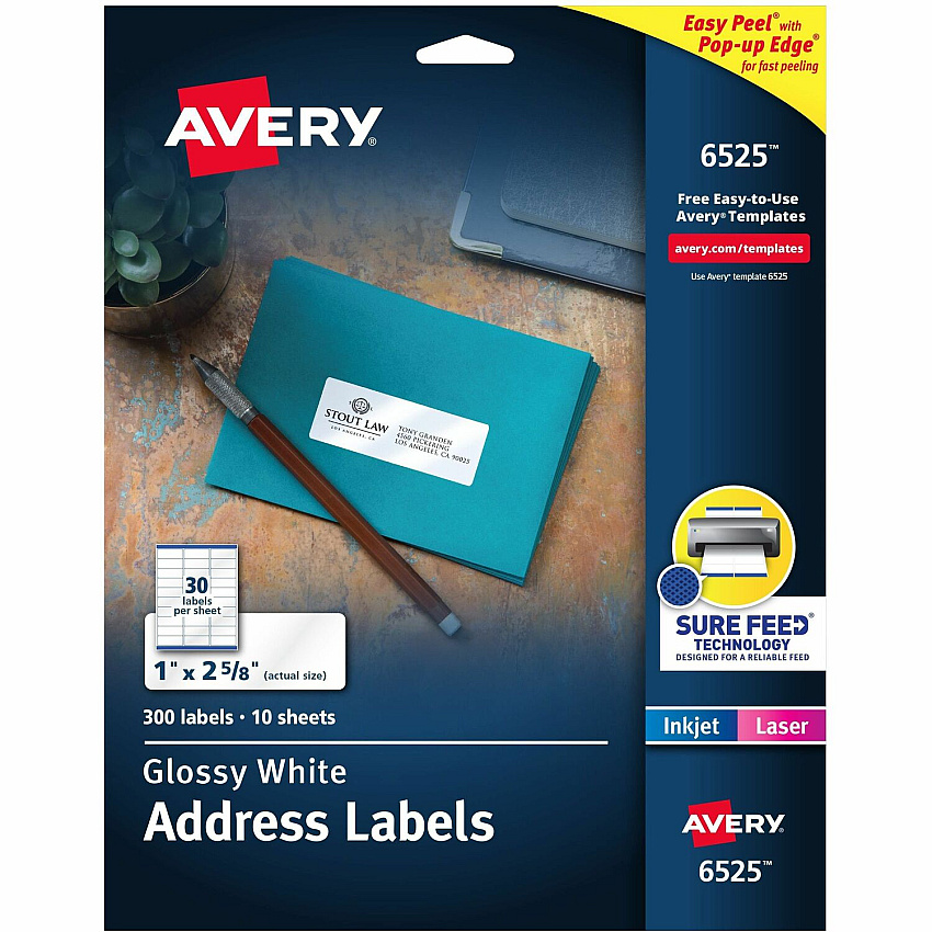 Avery Easy Peel Glossy Address Labels (06525)