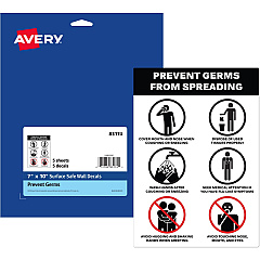 Avery Surface Safe PREVENT GERMS Wall Decals (AVE83174)