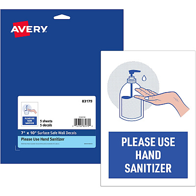 Avery Surface Safe USE HAND SANITIZER Wall Decals (AVE83179)
