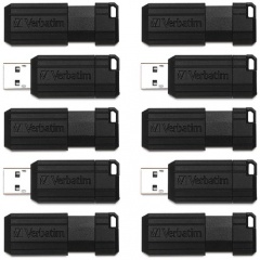 Verbatim 64GB PinStripe USB Flash Drive - Business 10pk - Black (70901)