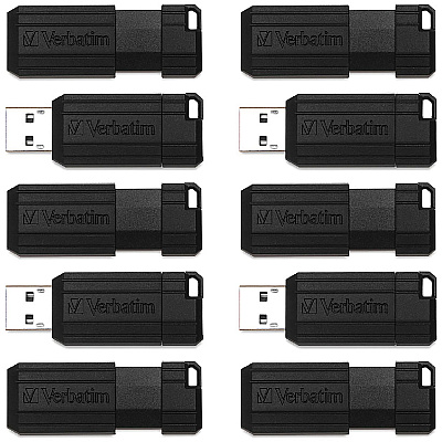 Verbatim Verbatim 64GB PinStripe USB Flash Drive - Business 10pk - Black (VER70901)