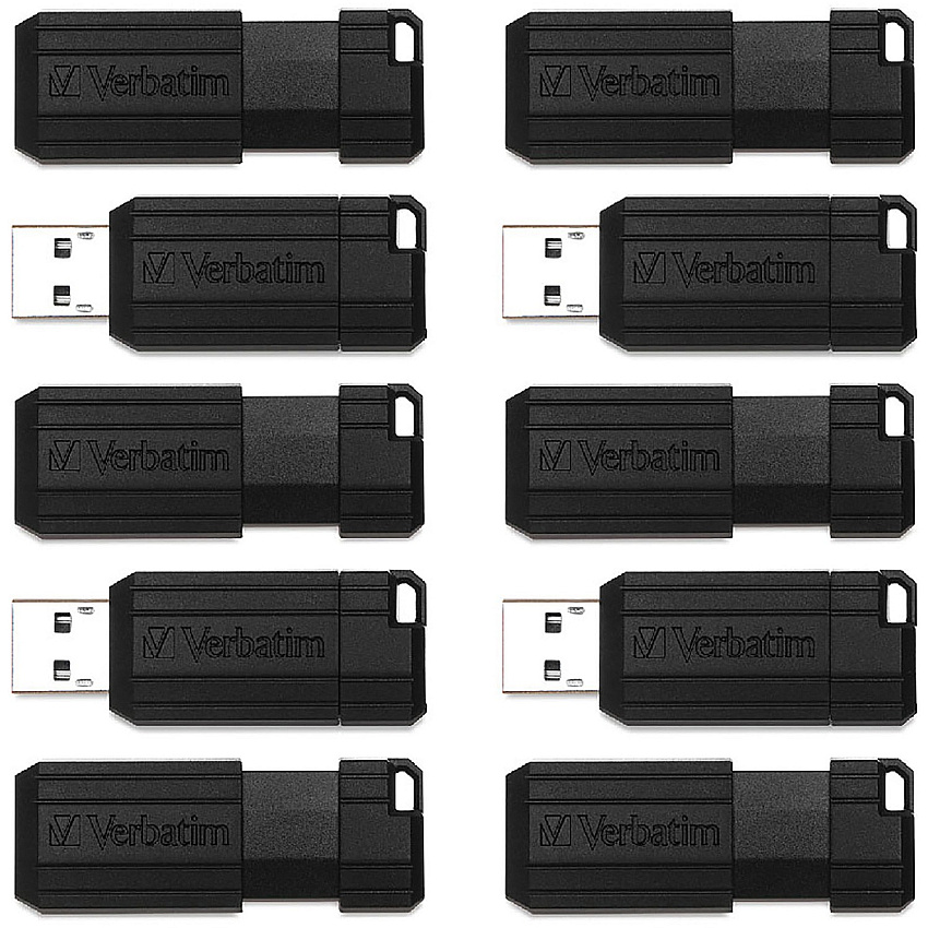Verbatim Verbatim 64GB PinStripe USB Flash Drive - Business 10pk - Black (VER70901)