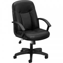 HON High-Back Executive Chair | Center-Tilt | Fixed Arms | Black SofThread Leather (VL601SB11)
