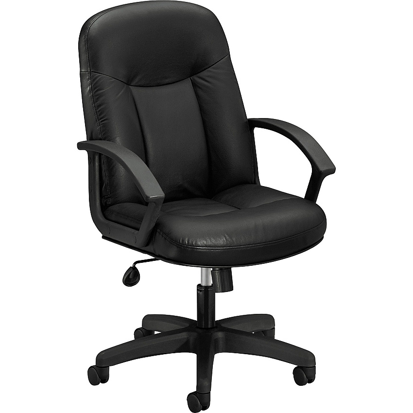 HON High-Back Executive Chair | Center-Tilt | Fixed Arms | Black SofThread Leather (BSXVL601SB11)