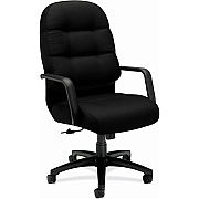 HON Pillow-Soft Executive High-Back Chair | Center-Tilt | Fixed Arms | Black Fabric (HON2091CU10T)