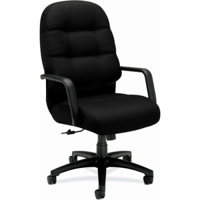 HON Pillow-Soft Executive High-Back Chair | Center-Tilt | Fixed Arms | Black Fabric (2091CU10T)