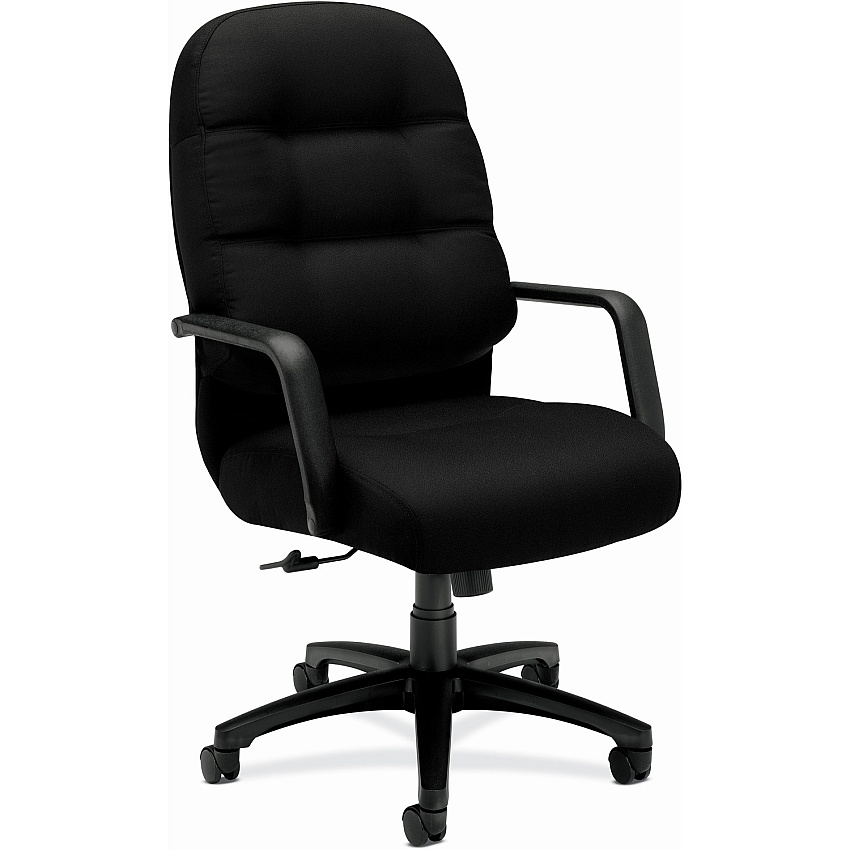 HON Pillow-Soft Executive High-Back Chair | Center-Tilt | Fixed Arms | Black Fabric (HON2091CU10T)