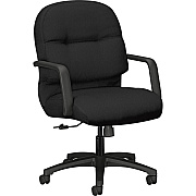 HON Pillow-Soft Mid-Back Chair | Center-Tilt | Fixed Arms | Black Fabric (HON2092CU10T)