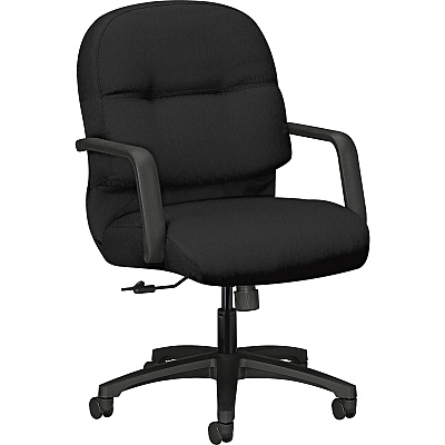 HON Pillow-Soft Mid-Back Chair | Center-Tilt | Fixed Arms | Black Fabric (HON2092CU10T)