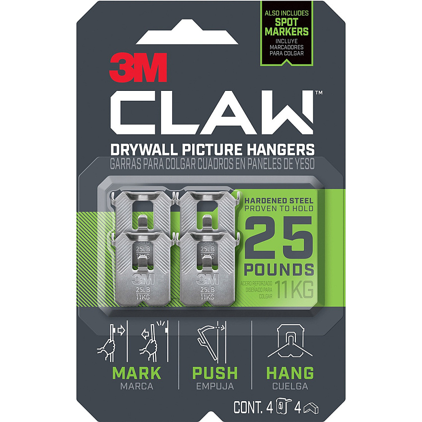 3M CLAW Drywall Picture Hanger (MMM3PH25M4ES)