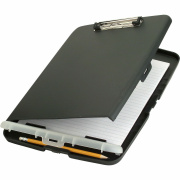 Officemate Slim Clipboard Storage Box w/Low Profile Clip, Charcoal (83308)