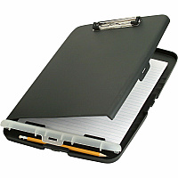 Officemate Slim Clipboard Storage Box w/Low Profile Clip, Charcoal (OIC83308)