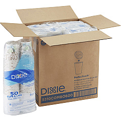 Dixie PerfecTouch 10 oz Hot Coffee Cup and Lid Sets by GP Pro (DXE5310COMBO6)