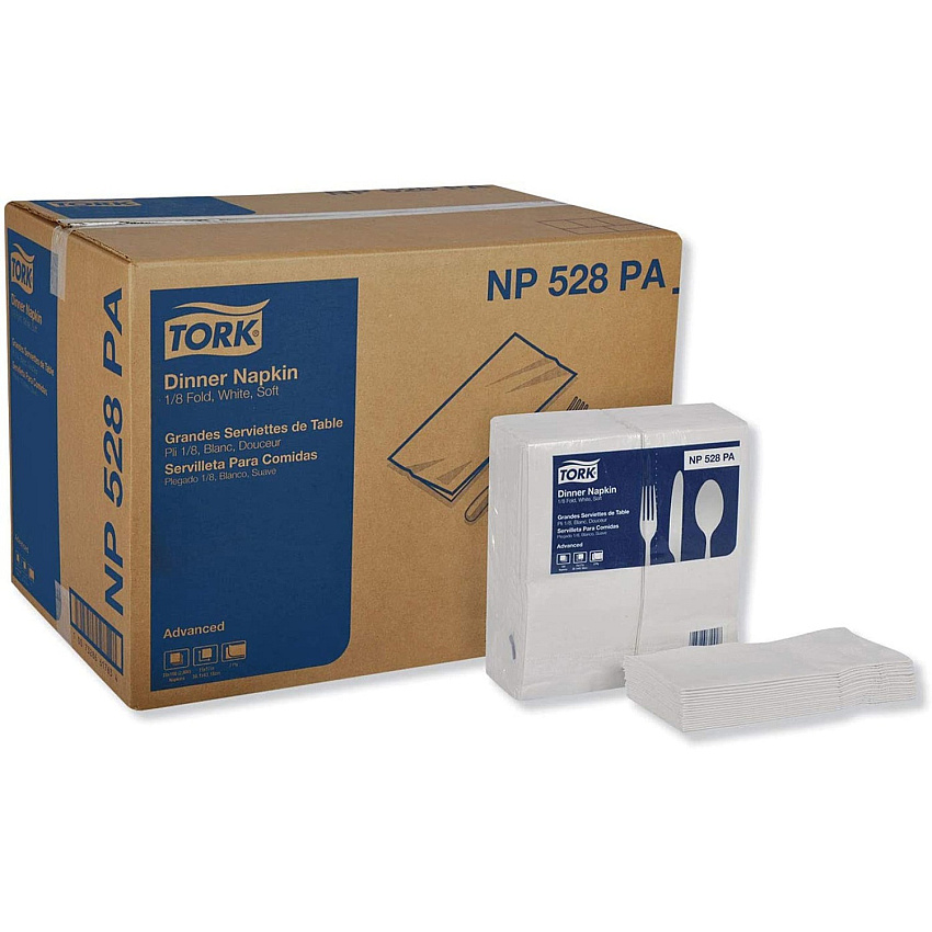 TORK White Soft Dinner Napkin - 1/8 Fold (TRKNP528PA)