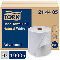 Tork Hand Towel Roll, White, Advanced, H21, Disposable, High Capacity, 1-Ply, 6 Rolls x 1000 - 214405