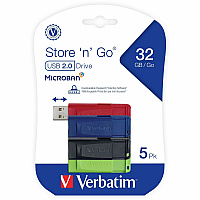 Verbatim 32GB Store 'n' Go USB Flash Drive - 5pk - Assorted (VER70897)
