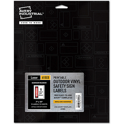 Avery Danger Header Printable Outdoor Vinyl Signs (AVE61553)