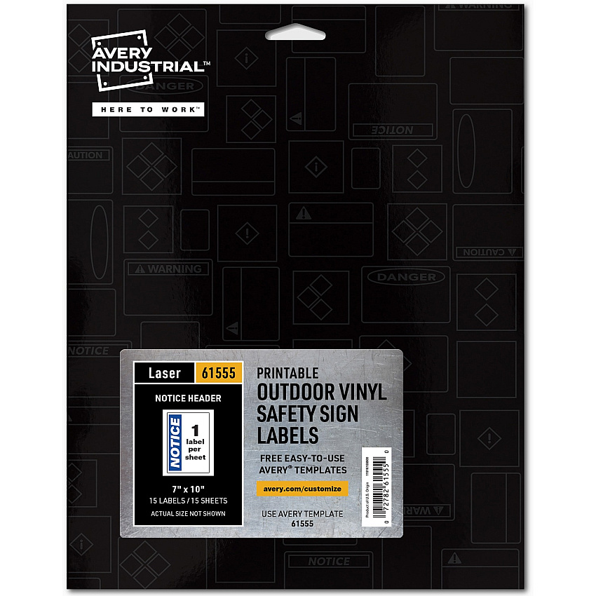Avery NOTICE Header Self-Adhesive Outdoor Sign (AVE61555)