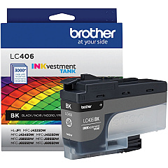 Brother INKvestment LC406BK Original Standard Yield Inkjet Ink Cartridge - Single Pack - Black - 1 Each (BRTLC406BKS)